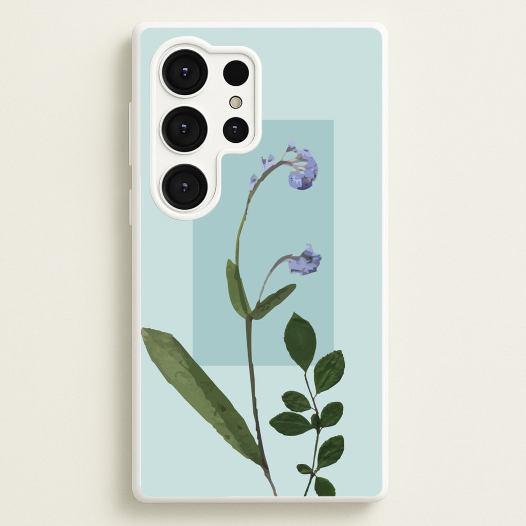 Abstract Blue Pressed Flower - Floral Phone Case for Galaxy S25 Ultra