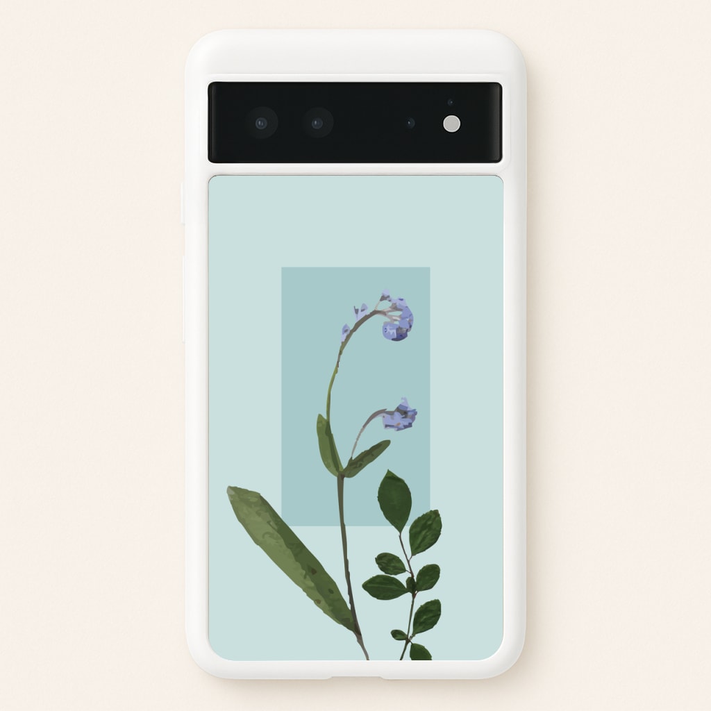 Abstract Blue Pressed Flower - Floral Phone Case for Google Pixel 6