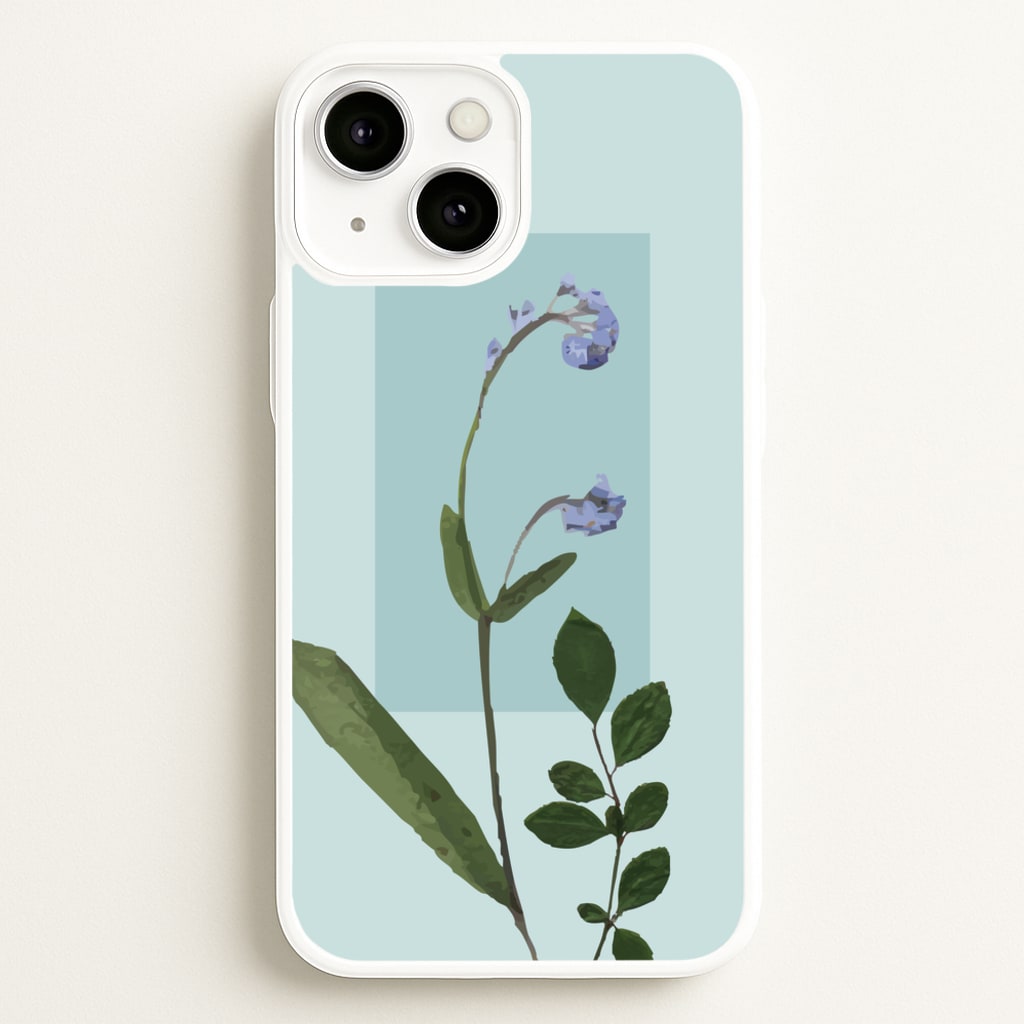 Abstract Blue Pressed Flower - Floral Phone Case for iPhone 13 Mini
