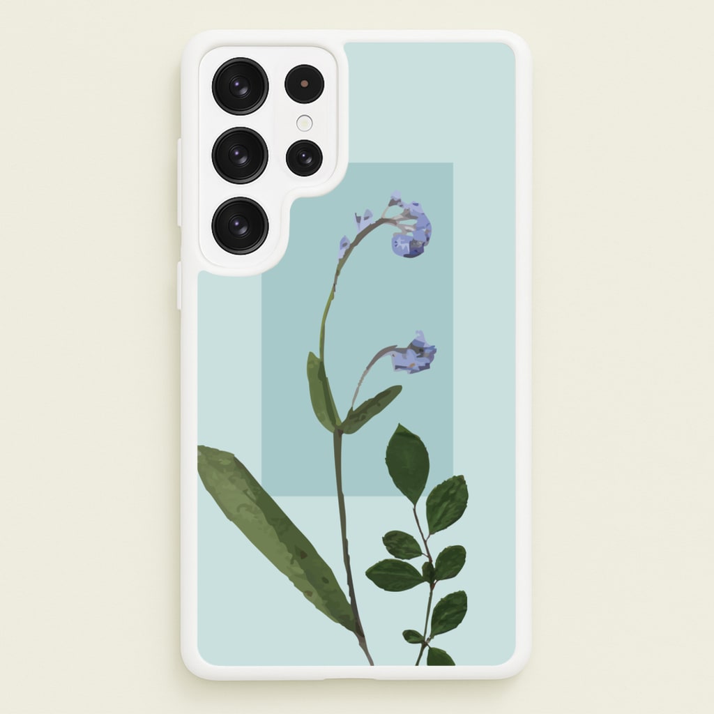 Abstract Blue Pressed Flower - Floral Phone Case for Galaxy S23 Ultra