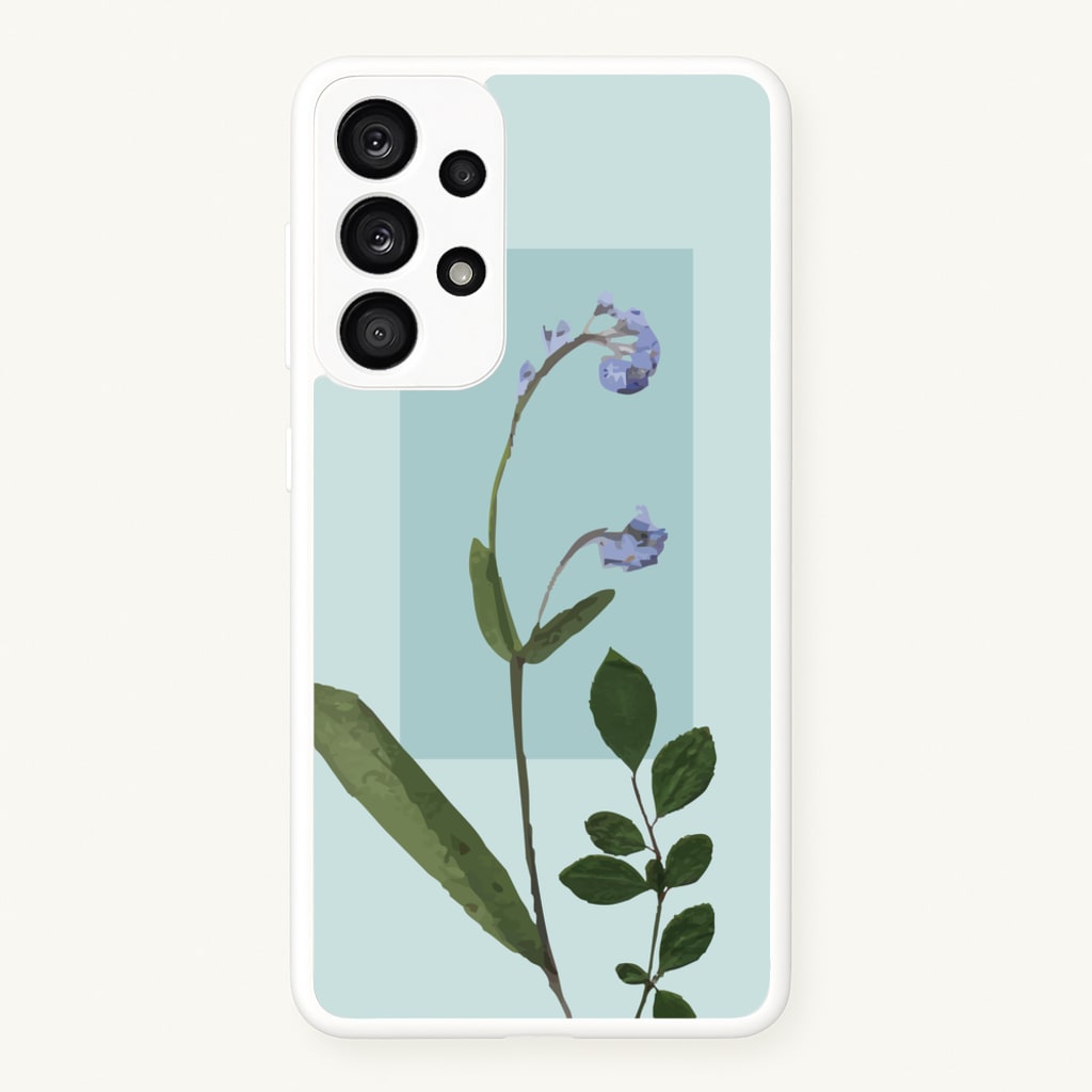 Abstract Blue Pressed Flower - Floral Phone Case for Galaxy A53