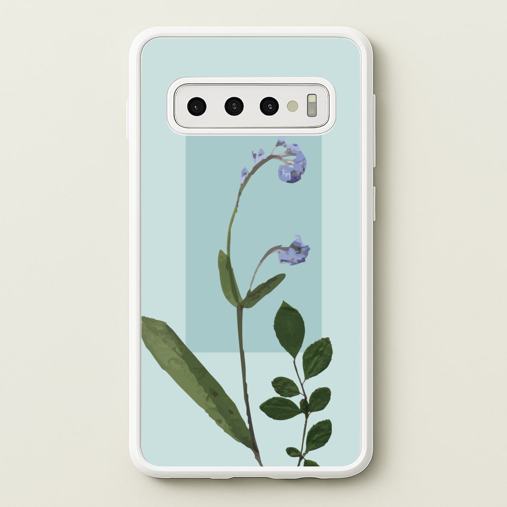 Abstract Blue Pressed Flower - Floral Phone Case for Galaxy S10 Plus