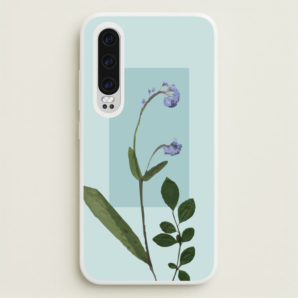 Abstract Blue Pressed Flower - Floral Phone Case for Huawei P30