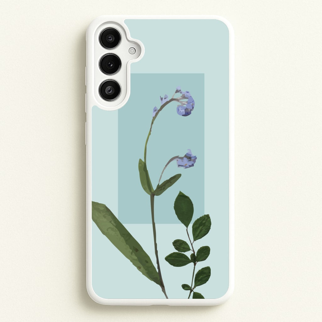 Abstract Blue Pressed Flower - Floral Phone Case for Galaxy A34