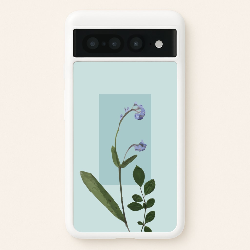 Abstract Blue Pressed Flower - Floral Phone Case for Google Pixel 7 Pro