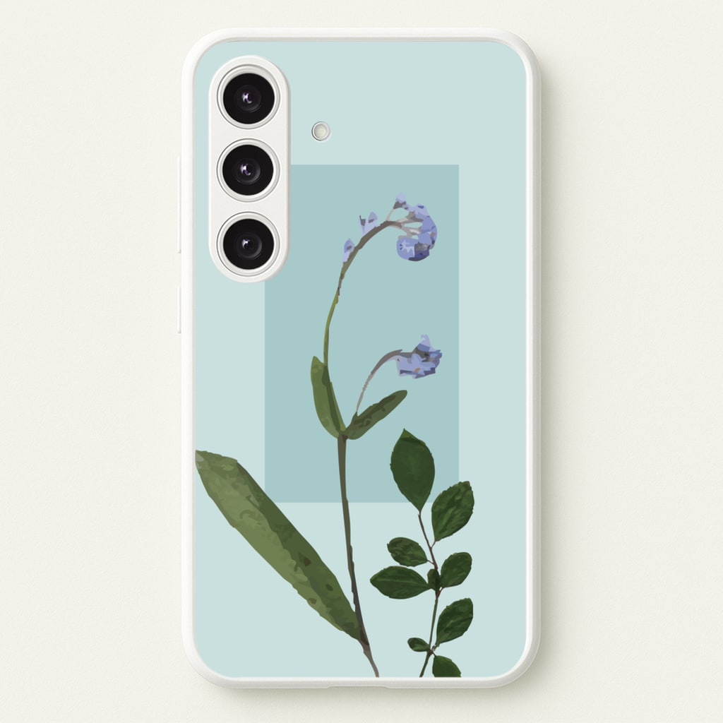 Abstract Blue Pressed Flower - Floral Phone Case for Galaxy S24