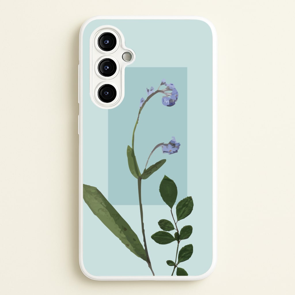 Abstract Blue Pressed Flower - Floral Phone Case for Galaxy A54