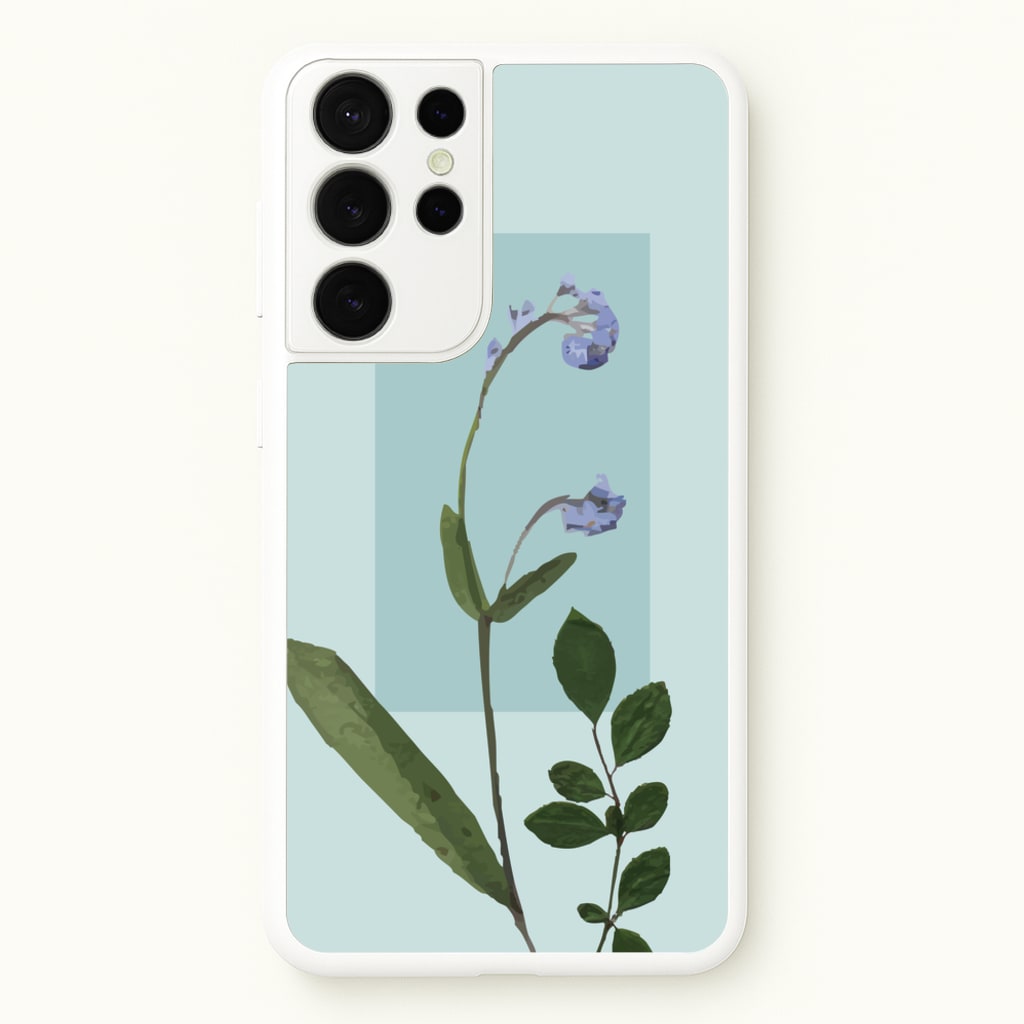 Abstract Blue Pressed Flower - Floral Phone Case for Galaxy S21 Ultra