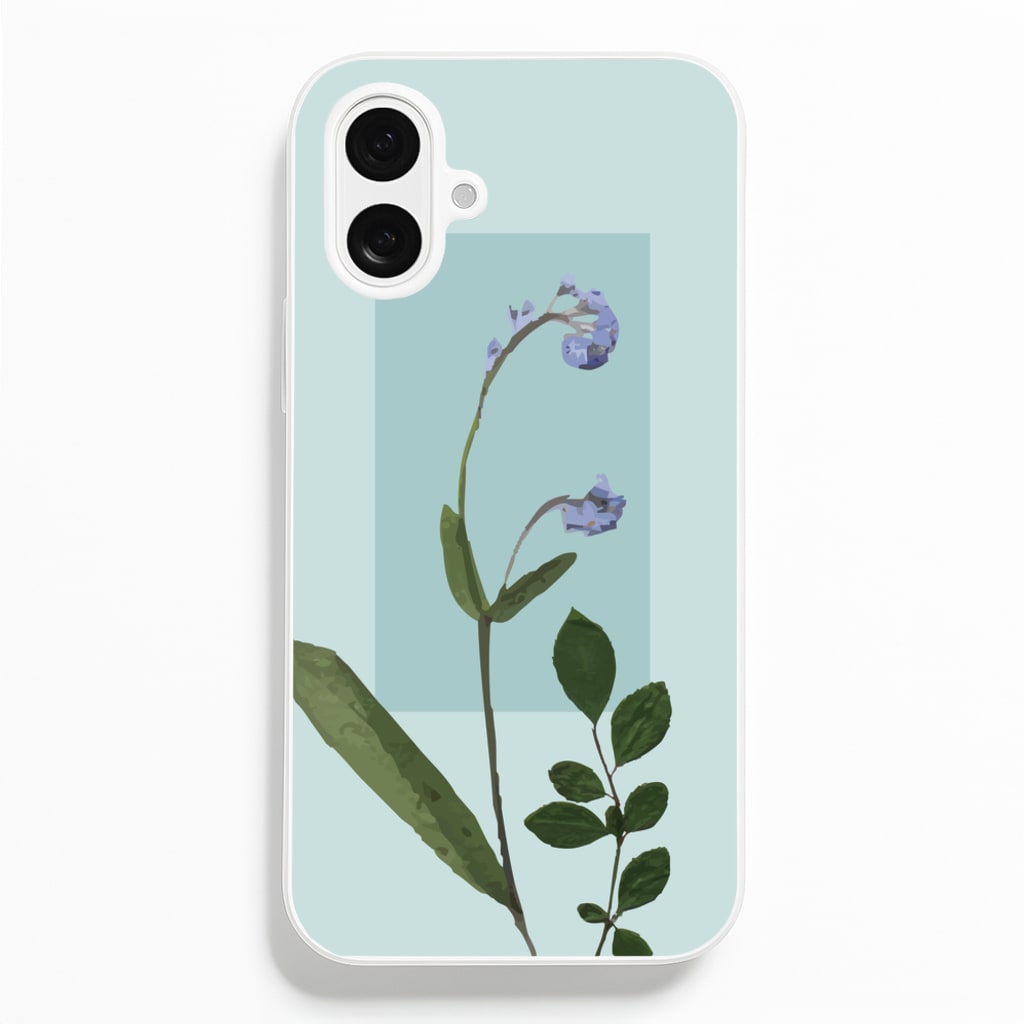 Abstract Blue Pressed Flower - Floral Phone Case for iPhone 16 Plus