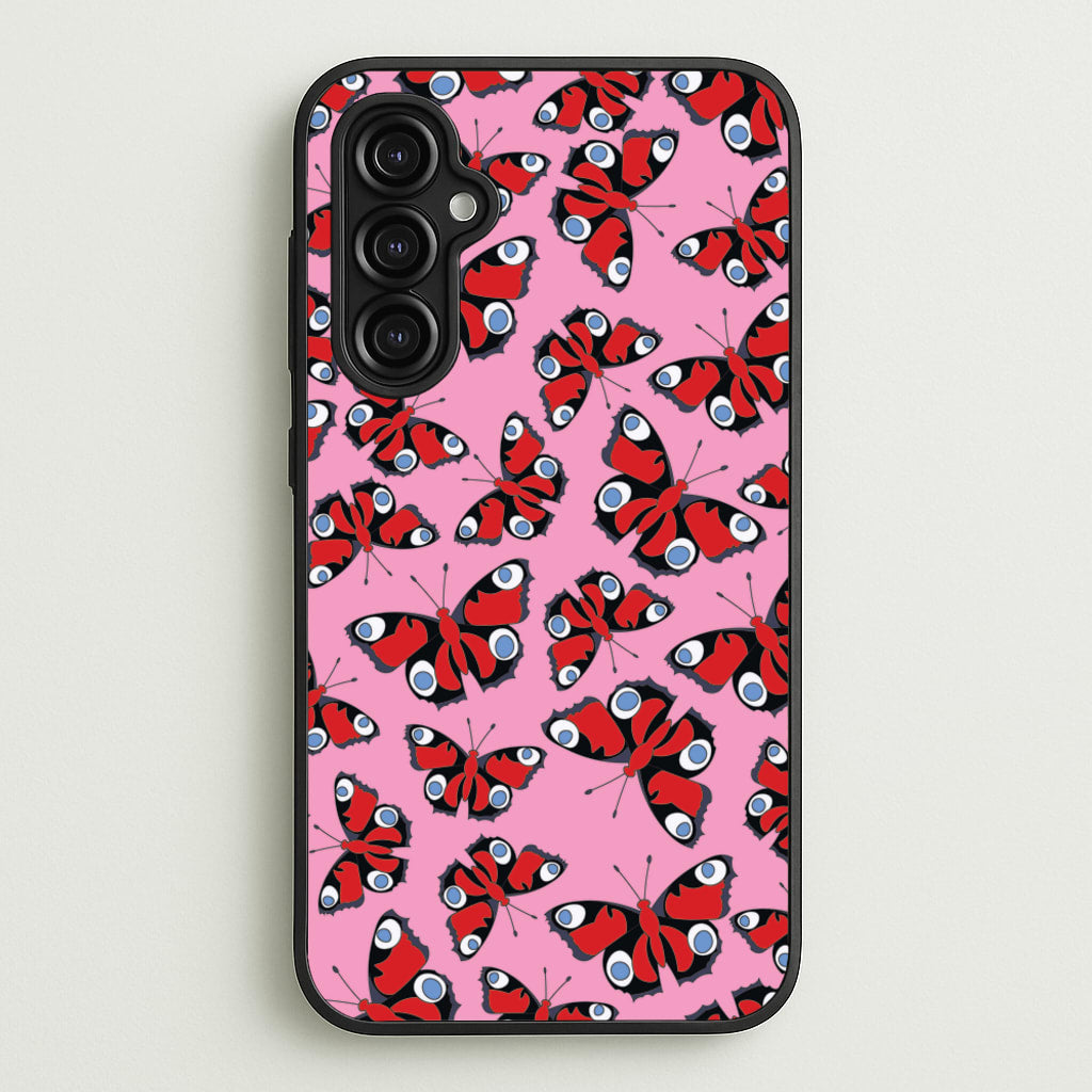 Red Butterfly - Butterfly Patterns - Butterfly Patterns Phone Case for Galaxy A14