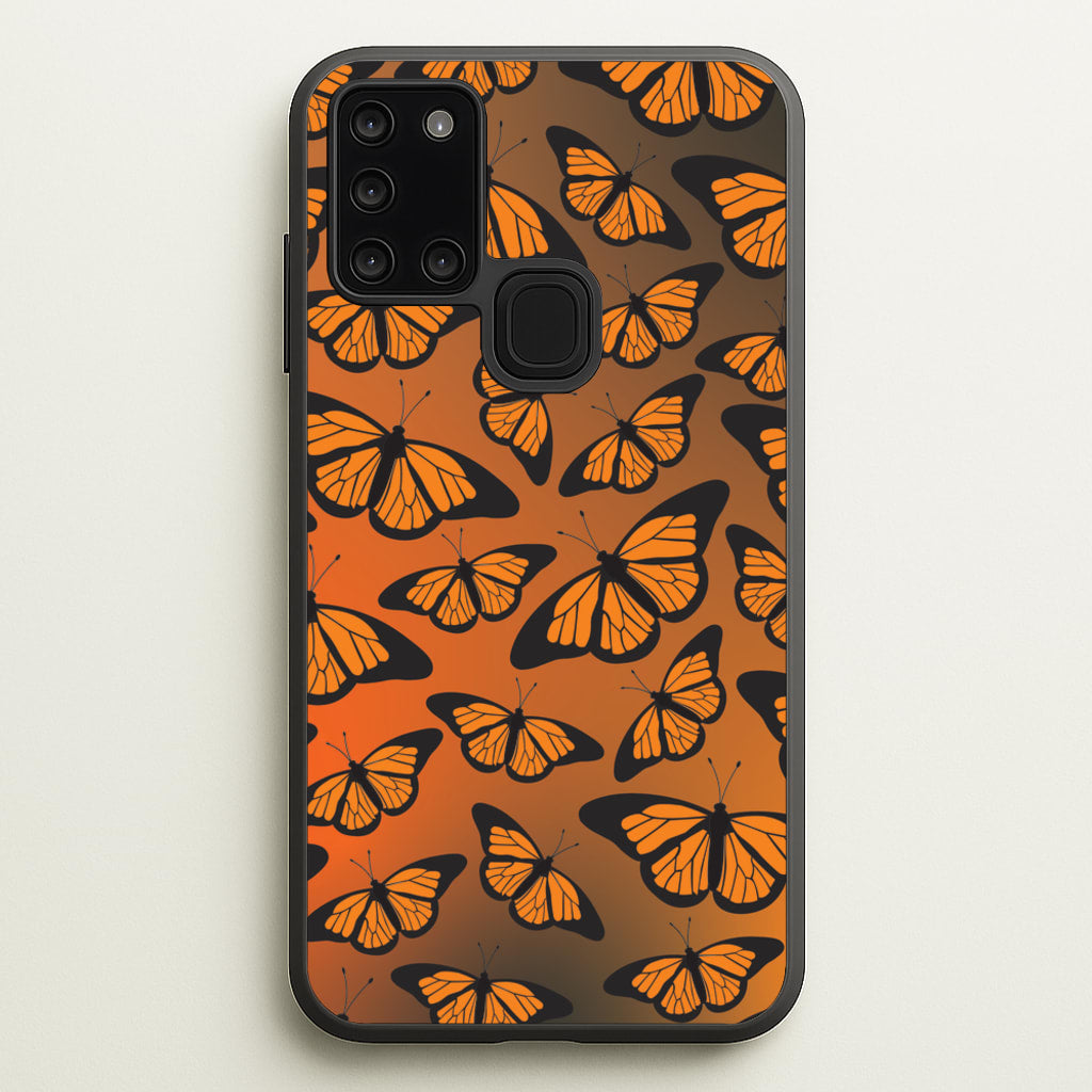 Orange Gradient Butterfly - Butterfly Patterns - Butterfly Patterns Phone Case for Galaxy A21s