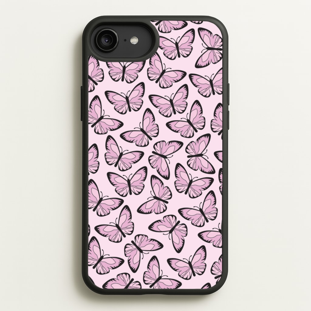 Pink And Black Butterfly - Butterfly Patterns - Butterfly Patterns Phone Case for iPhone 6 Plus / 7 Plus / 8 Plus