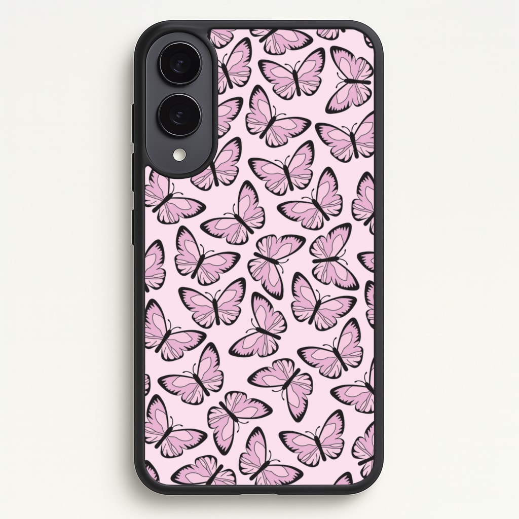 Pink And Black Butterfly - Butterfly Patterns - Butterfly Patterns Phone Case for Galaxy S25 Edge
