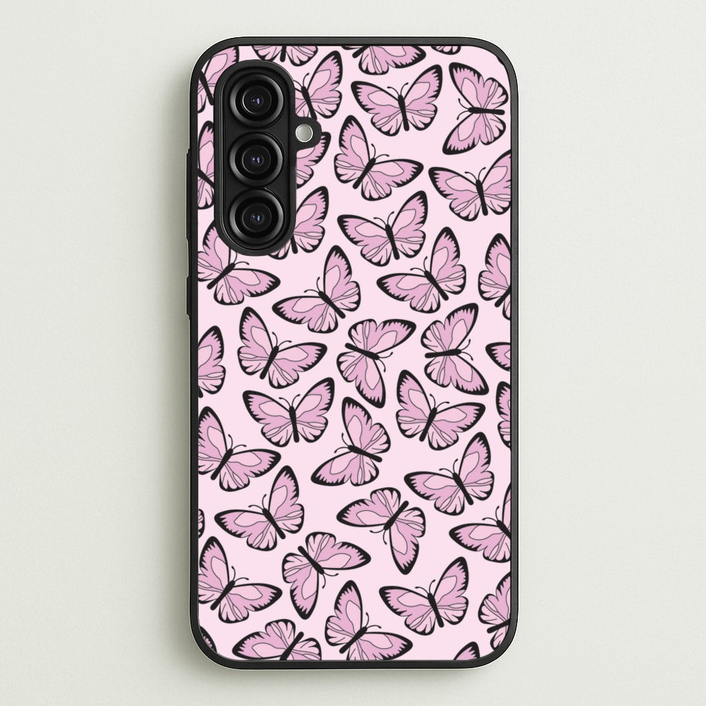 Pink And Black Butterfly - Butterfly Patterns - Butterfly Patterns Phone Case for Galaxy A16
