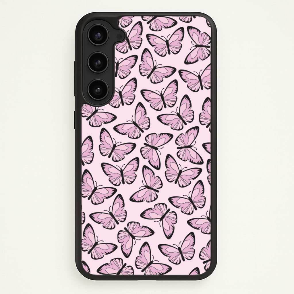Pink And Black Butterfly - Butterfly Patterns - Butterfly Patterns Phone Case for Galaxy S23 Plus