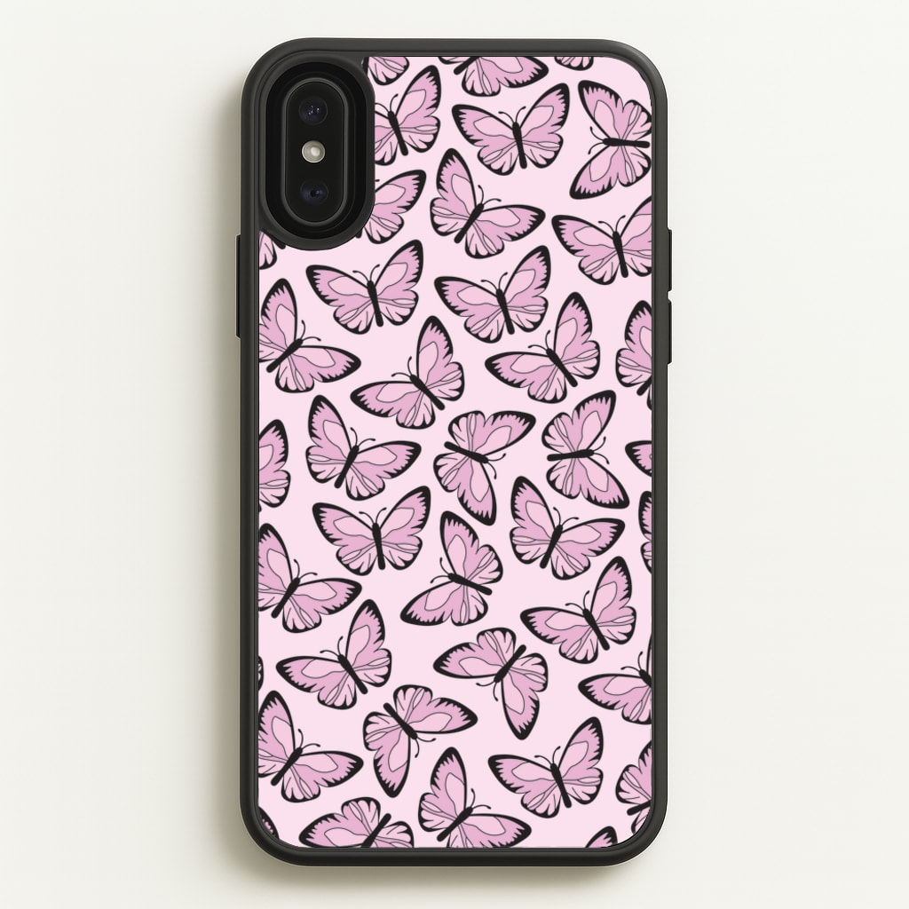 Pink And Black Butterfly - Butterfly Patterns - Butterfly Patterns Phone Case for iPhone XS Max