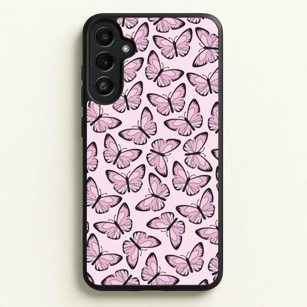 Pink And Black Butterfly - Butterfly Patterns - Butterfly Patterns Phone Case for Galaxy A34