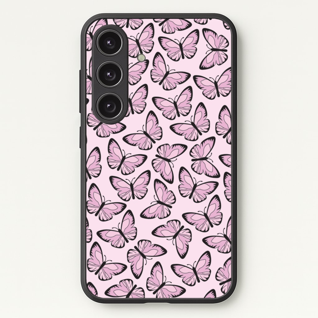 Pink And Black Butterfly - Butterfly Patterns - Butterfly Patterns Phone Case for Galaxy S25