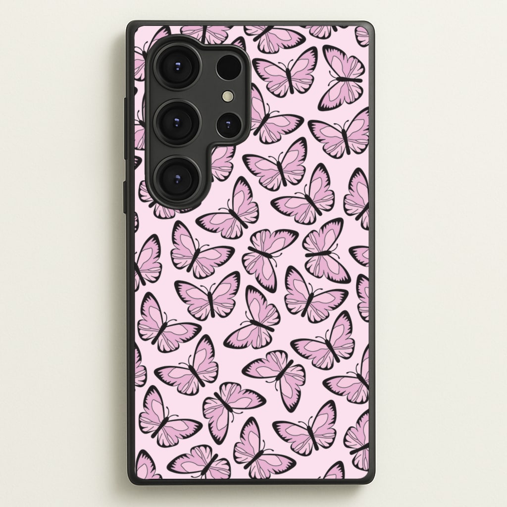 Pink And Black Butterfly - Butterfly Patterns - Butterfly Patterns Phone Case for Galaxy S25 Ultra
