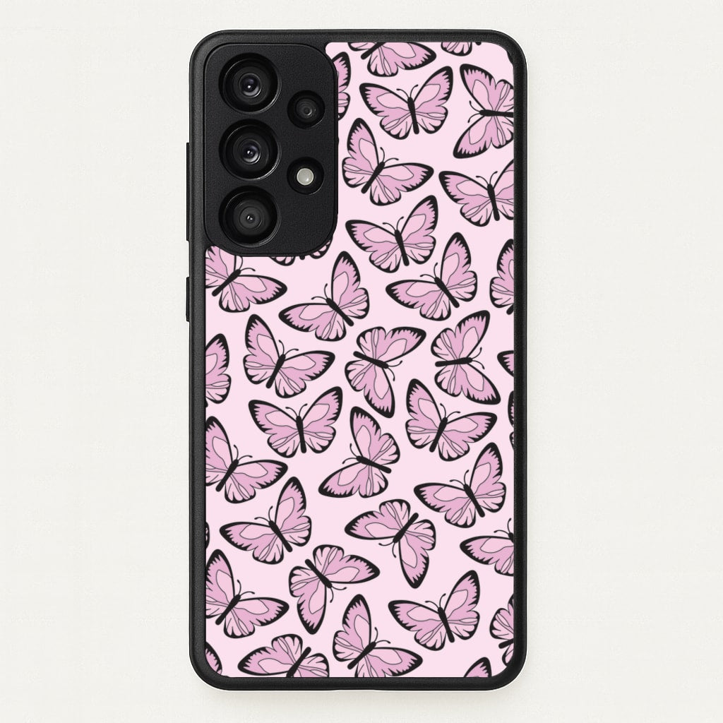 Pink And Black Butterfly - Butterfly Patterns - Butterfly Patterns Phone Case for Galaxy A53