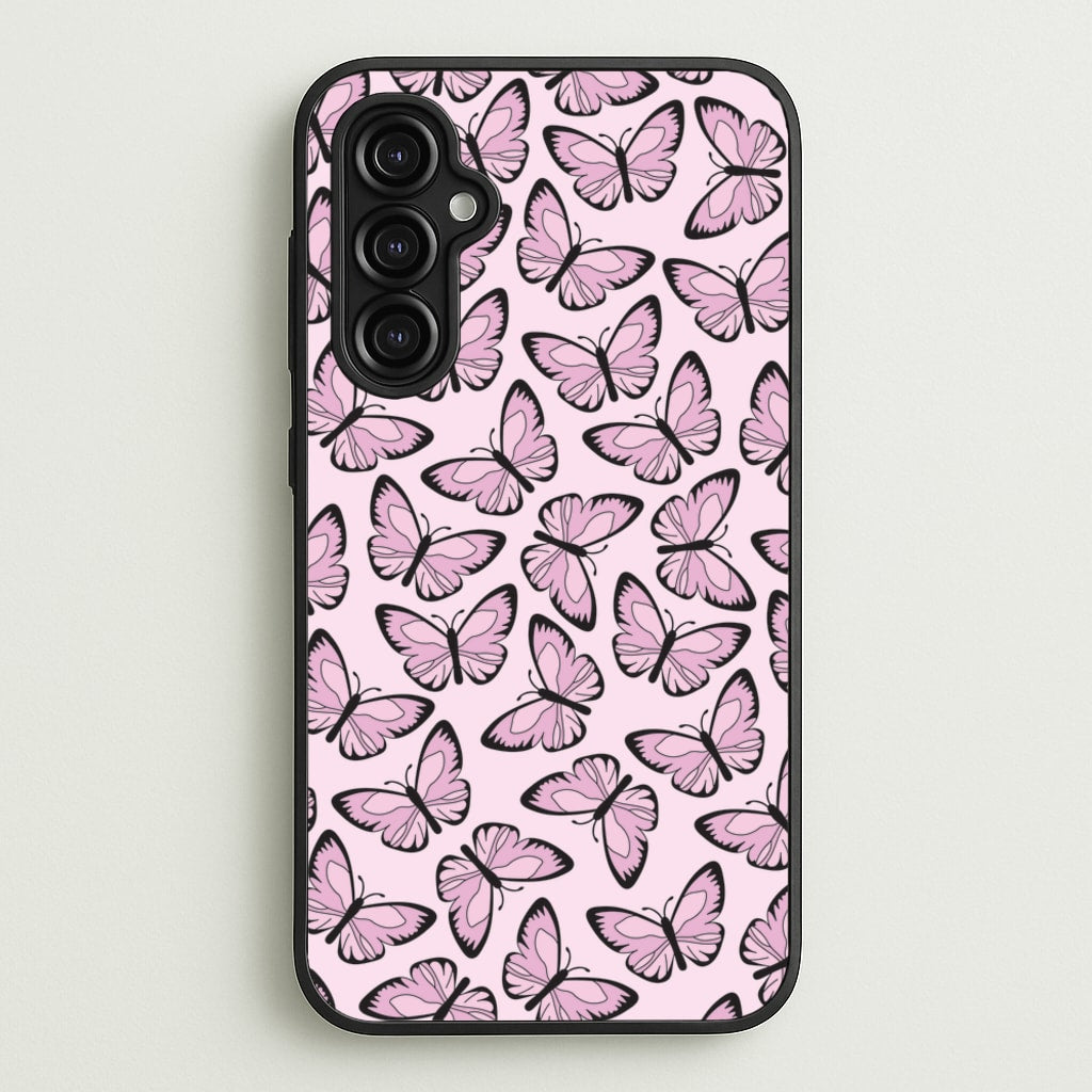 Pink And Black Butterfly - Butterfly Patterns - Butterfly Patterns Phone Case for Galaxy A14