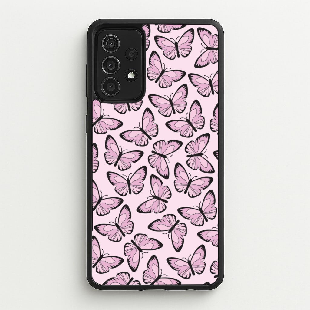 Pink And Black Butterfly - Butterfly Patterns - Butterfly Patterns Phone Case for Galaxy A52 / A52s