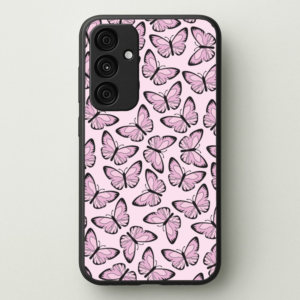 Pink And Black Butterfly - Butterfly Patterns - Butterfly Patterns Phone Case for Galaxy A15