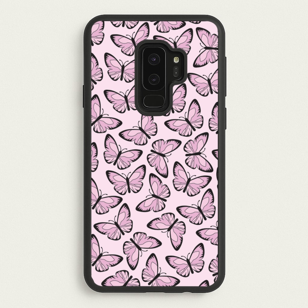 Pink And Black Butterfly - Butterfly Patterns - Butterfly Patterns Phone Case for Galaxy S9 Plus