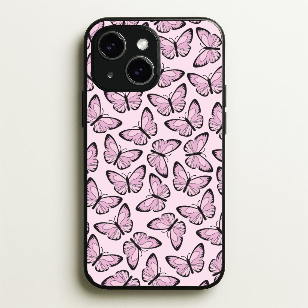 Pink And Black Butterfly - Butterfly Patterns - Butterfly Patterns Phone Case for iPhone 14