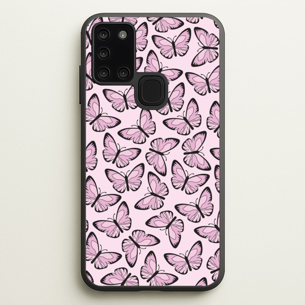 Pink And Black Butterfly - Butterfly Patterns - Butterfly Patterns Phone Case for Galaxy A21s