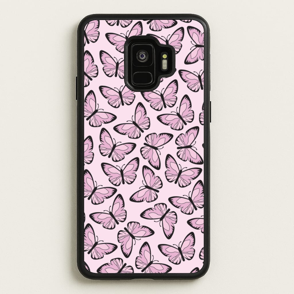 Pink And Black Butterfly - Butterfly Patterns - Butterfly Patterns Phone Case for Galaxy S9
