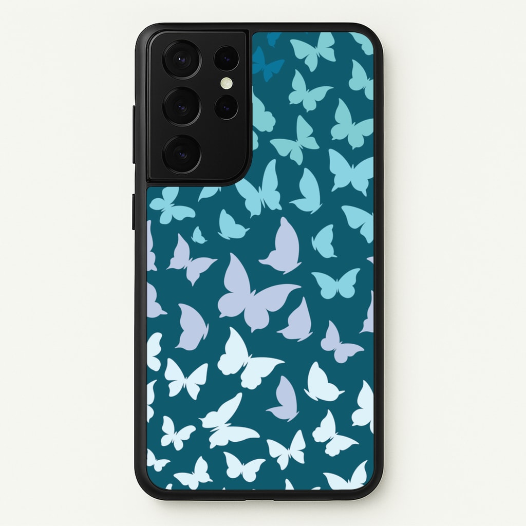Blue Gradient Butterfly - Butterfly Patterns - Butterfly Patterns Phone Case for Galaxy S21 Ultra