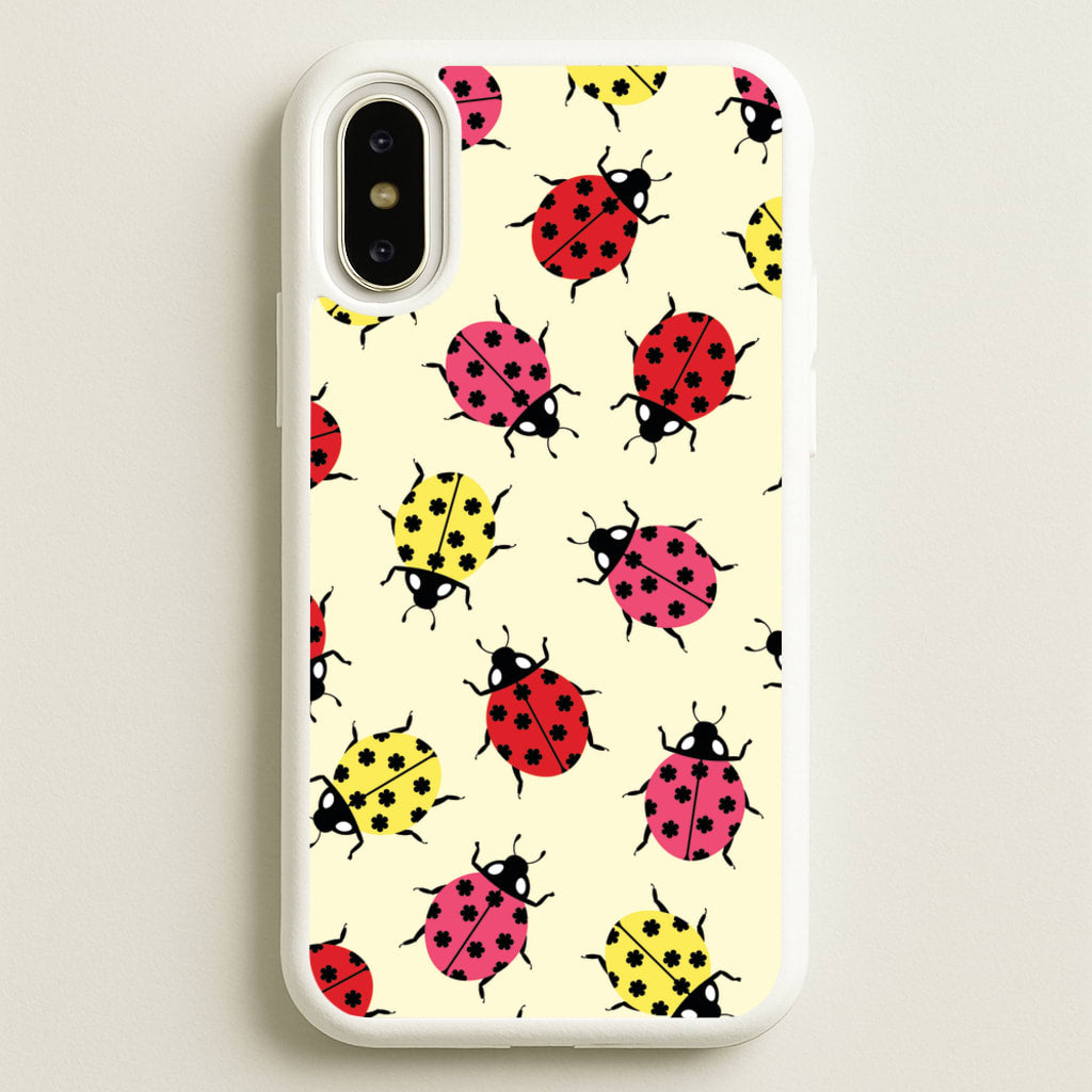 Ladybugs With Flower Spots Pattern - Patterns Phone Case for iPhone X / XS