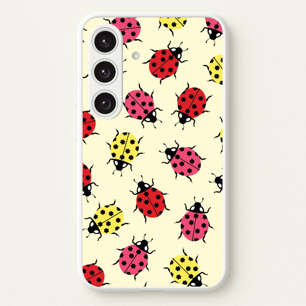 Ladybugs With Flower Spots Pattern - Patterns Phone Case for Galaxy S25 Plus