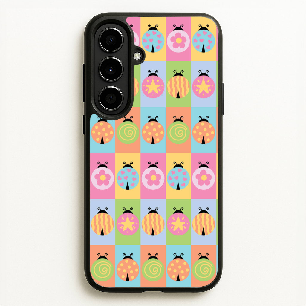 Cartoon Ladybugs Colourful Pattern - Patterns Phone Case for Galaxy A56