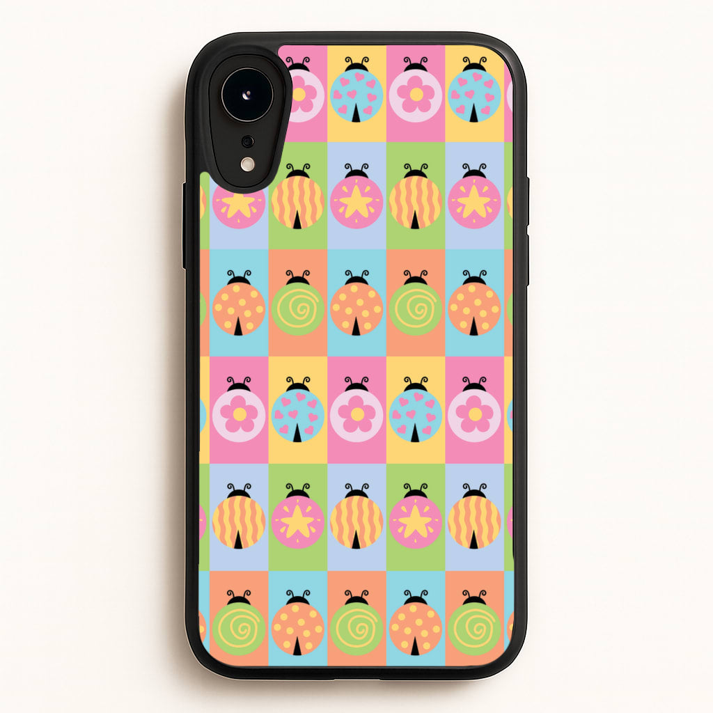 Cartoon Ladybugs Colourful Pattern - Patterns Phone Case for iPhone XR
