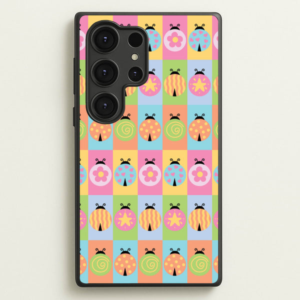 Cartoon Ladybugs Colourful Pattern - Patterns Phone Case for Galaxy S25 Ultra