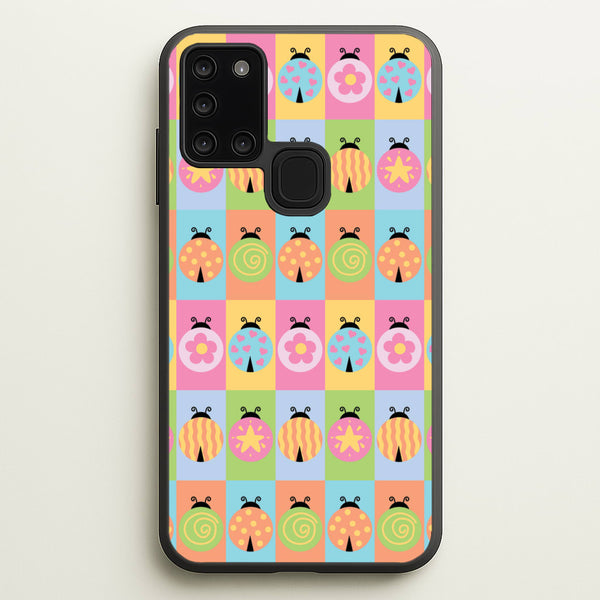 Cartoon Ladybugs Colourful Pattern - Patterns Phone Case for Galaxy A21s