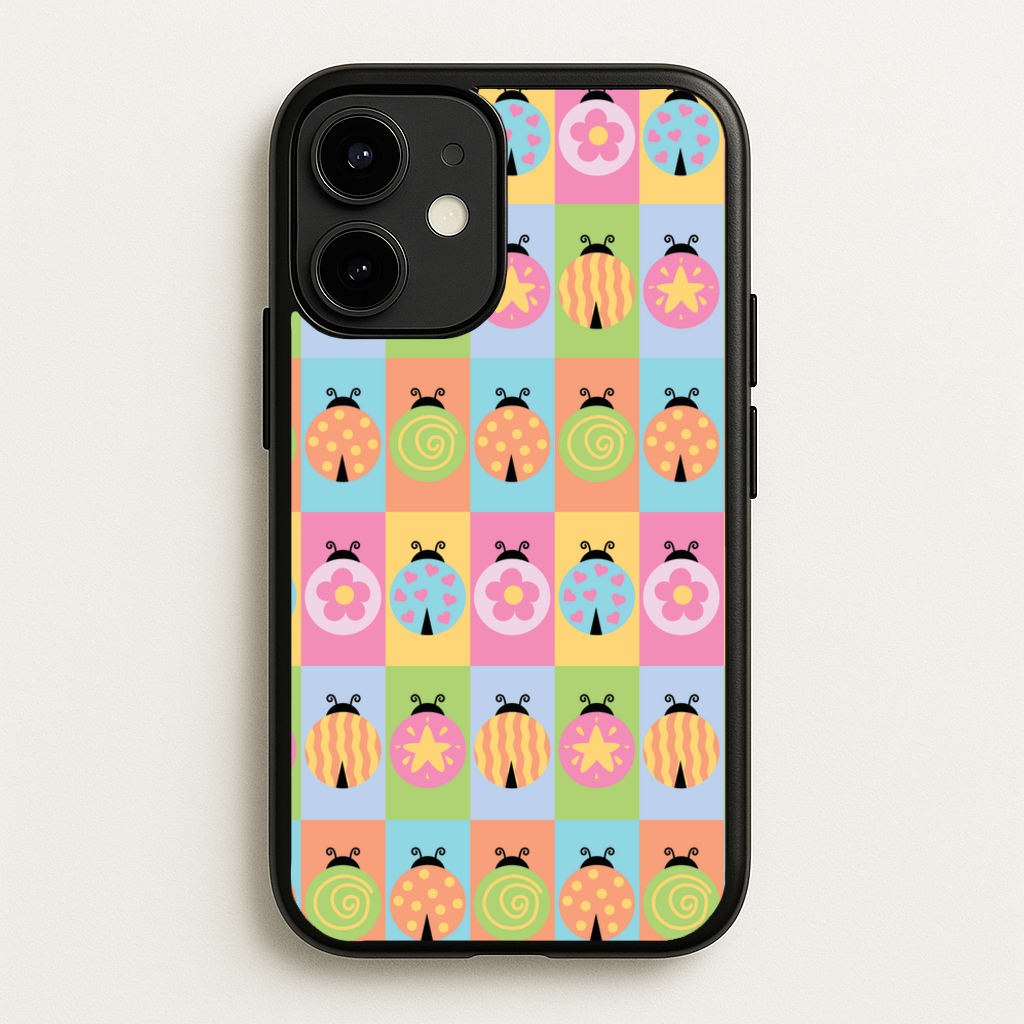 Cartoon Ladybugs Colourful Pattern - Patterns Phone Case for iPhone 12 Mini