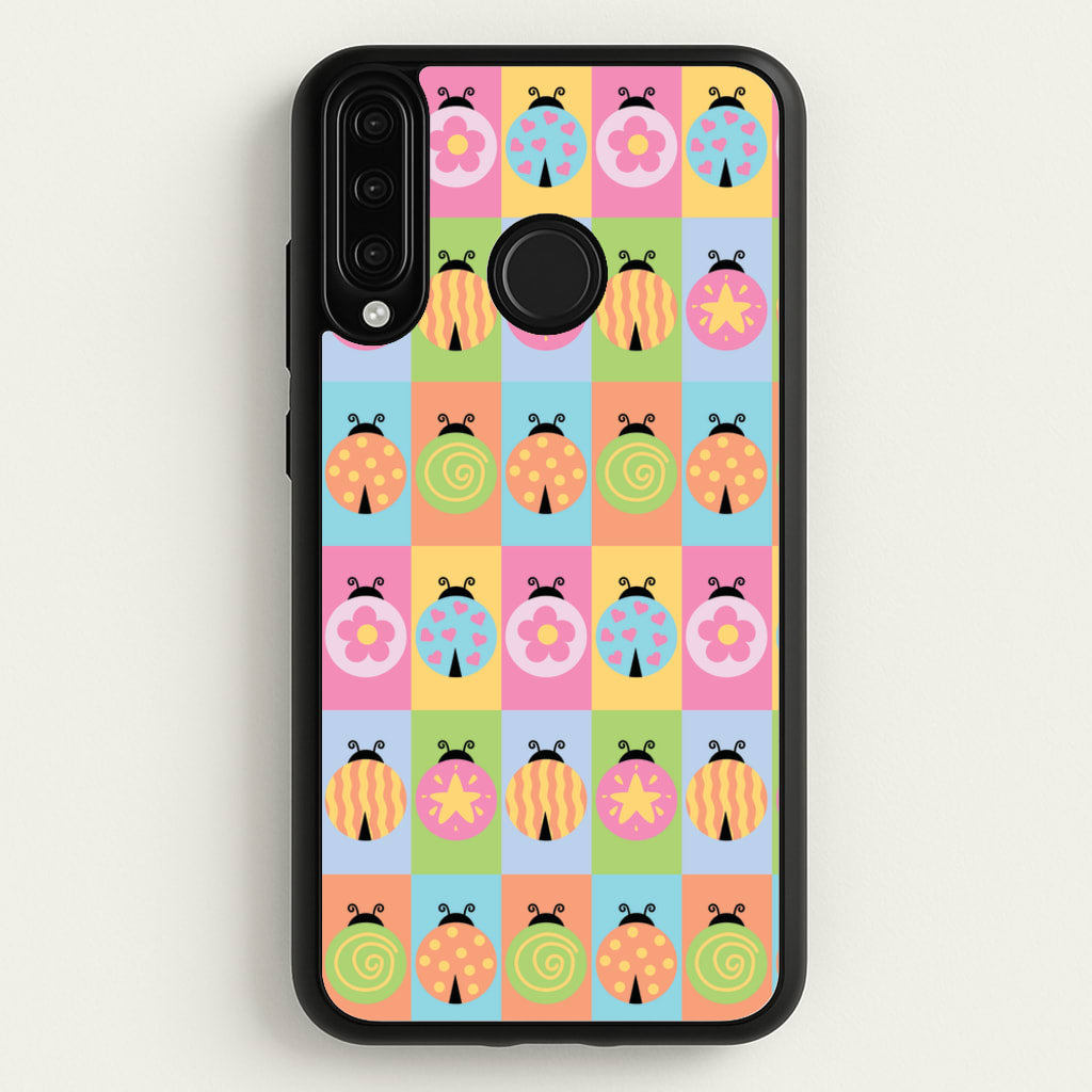 Cartoon Ladybugs Colourful Pattern - Patterns Phone Case for Huawei P30 Lite