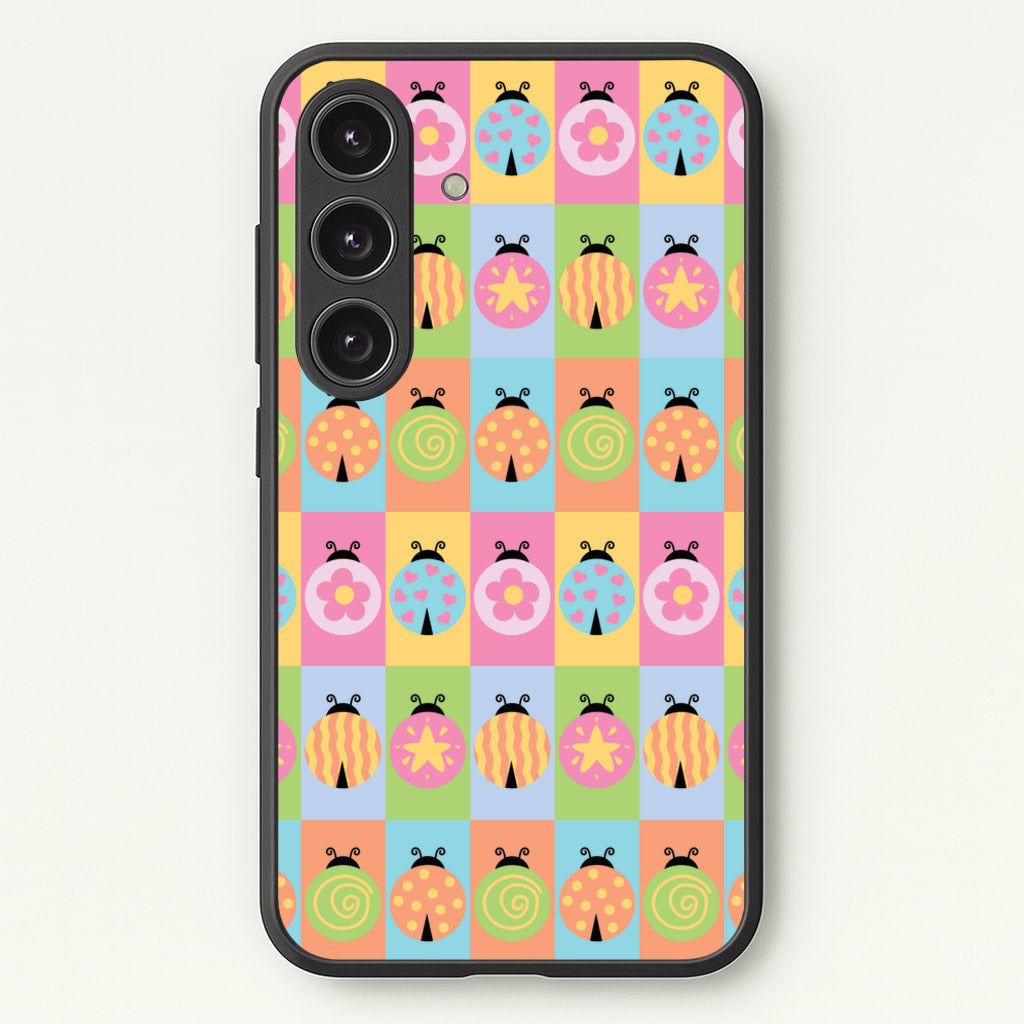 Cartoon Ladybugs Colourful Pattern - Patterns Phone Case for Galaxy S24 Plus