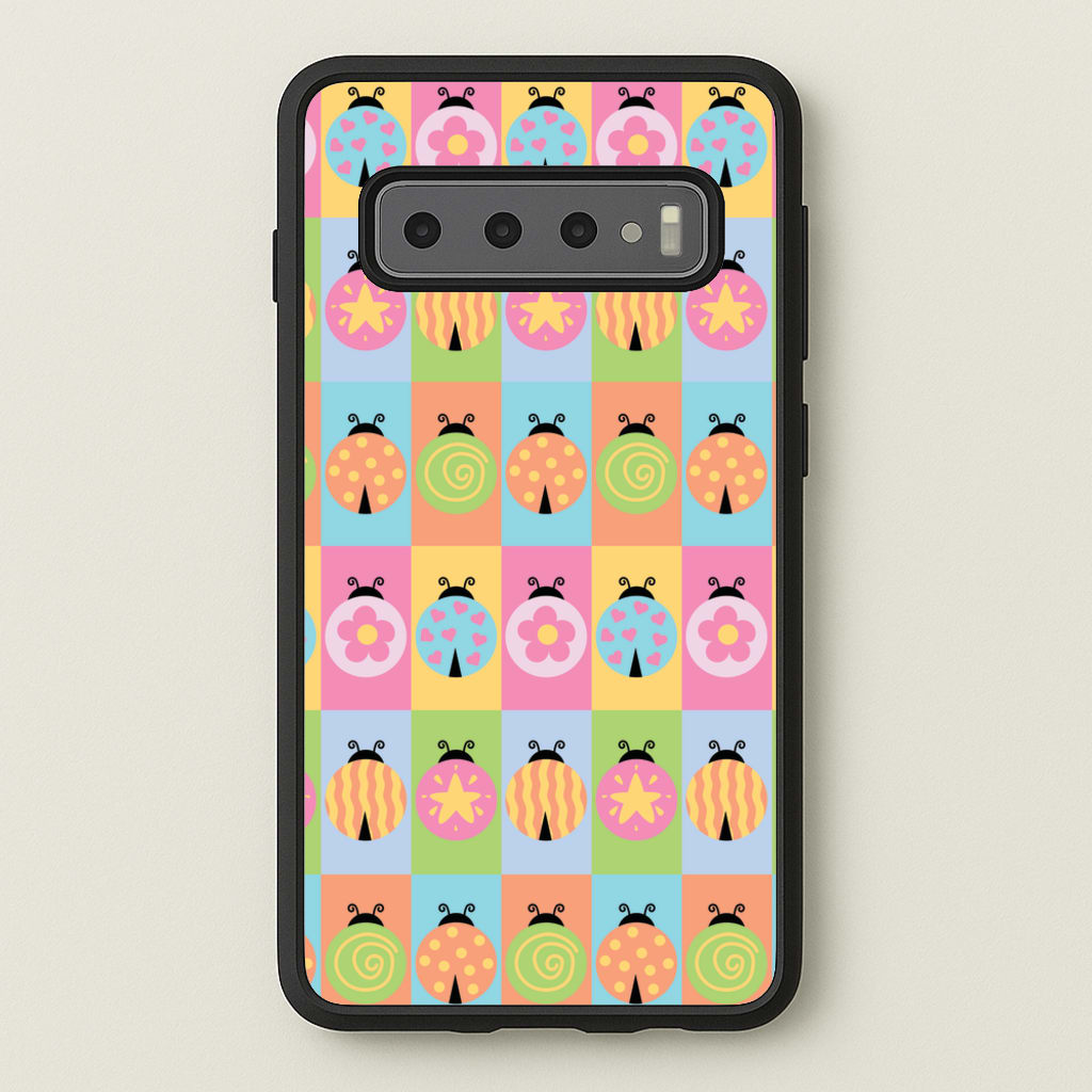 Cartoon Ladybugs Colourful Pattern - Patterns Phone Case for Galaxy S10