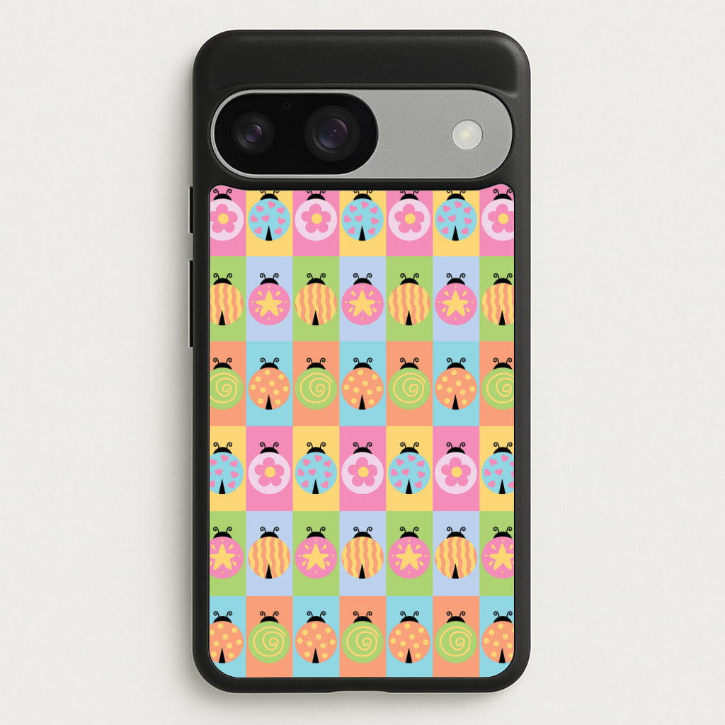 Cartoon Ladybugs Colourful Pattern - Patterns Phone Case for Google Pixel 9 / 9 Pro