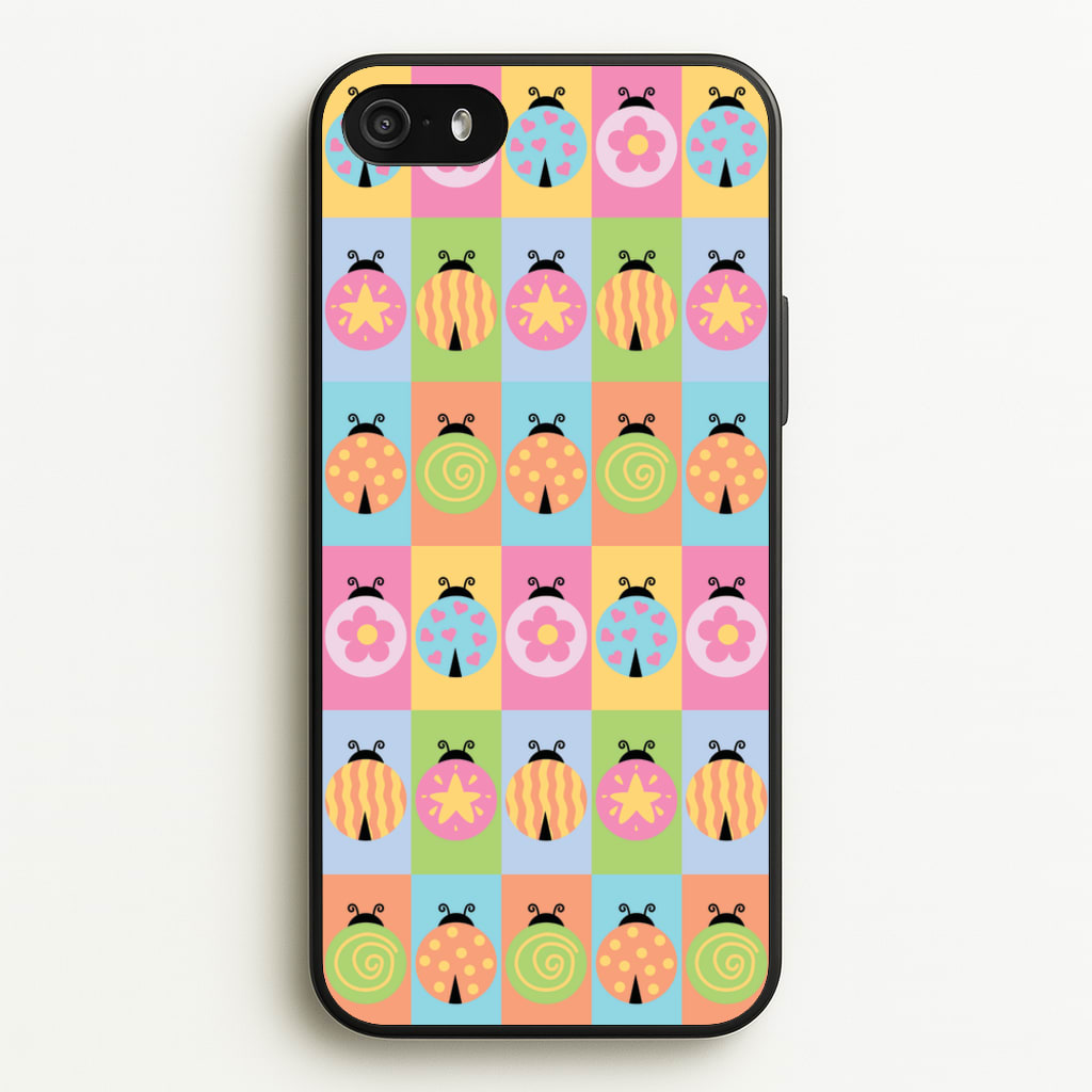 Cartoon Ladybugs Colourful Pattern - Patterns Phone Case for iPhone 5 / 5s / SE 2016