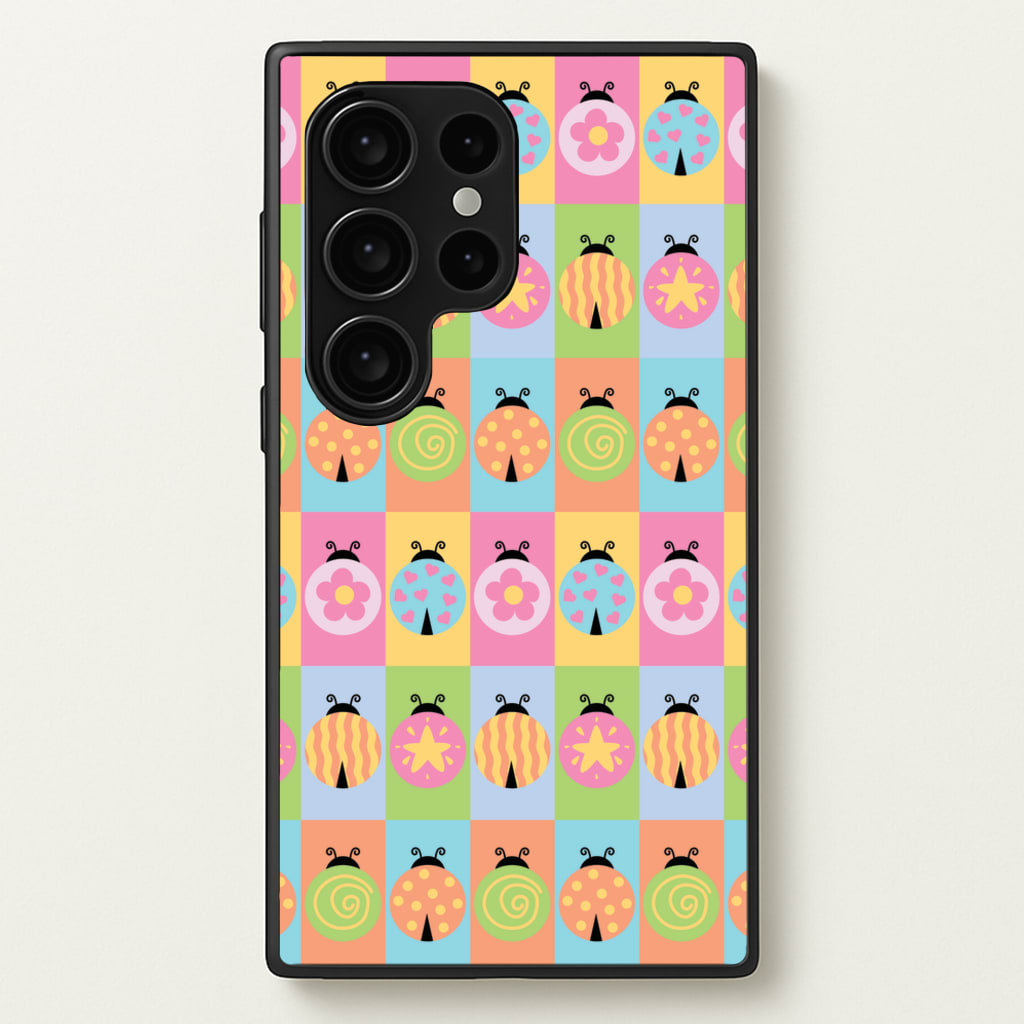 Cartoon Ladybugs Colourful Pattern - Patterns Phone Case for Galaxy S24 Ultra