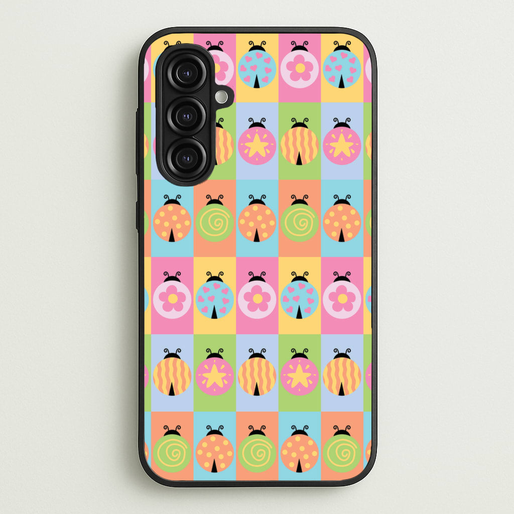 Cartoon Ladybugs Colourful Pattern - Patterns Phone Case for Galaxy A16