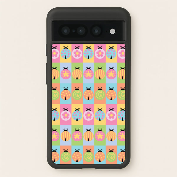 Cartoon Ladybugs Colourful Pattern - Patterns Phone Case for Google Pixel 7 Pro