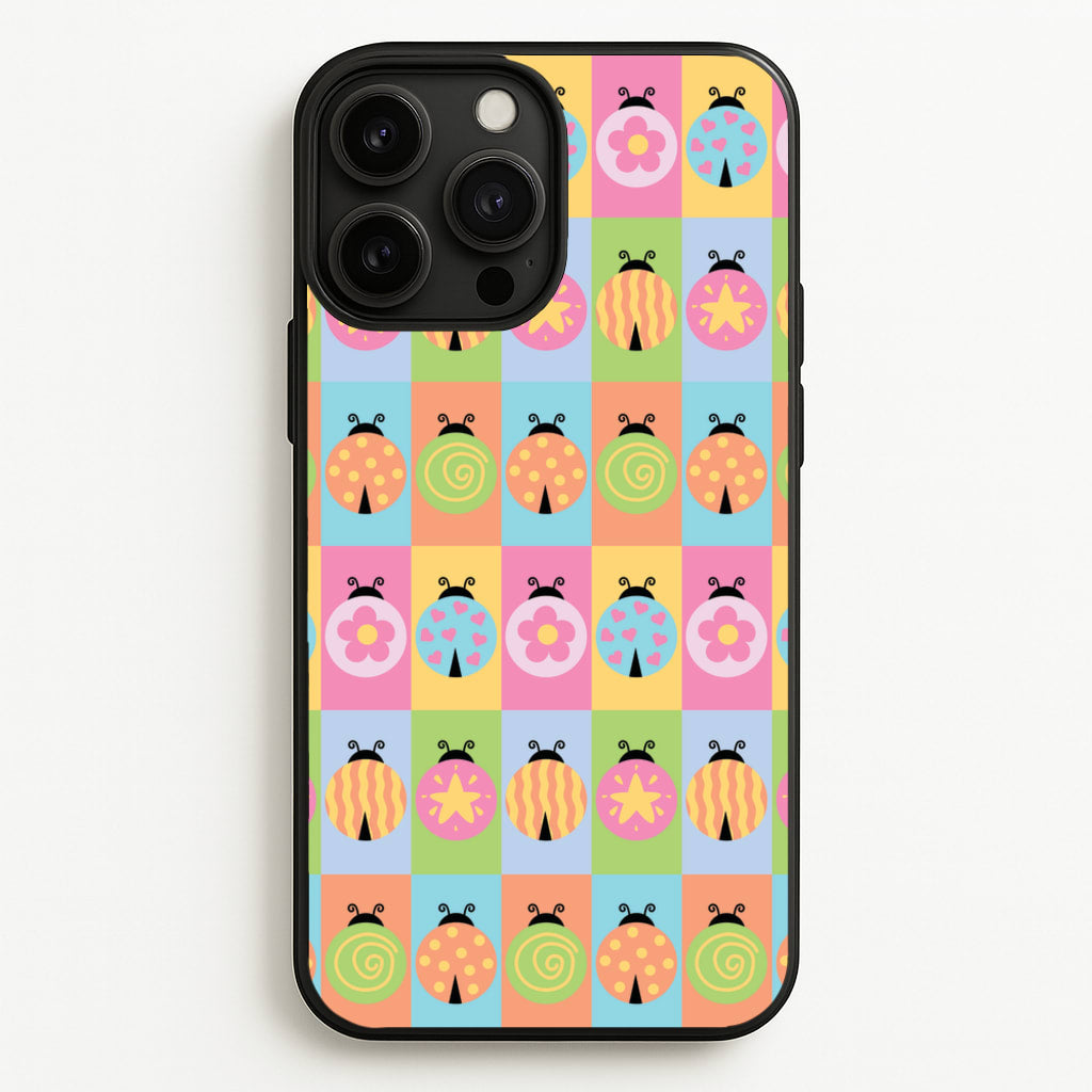 Cartoon Ladybugs Colourful Pattern - Patterns Phone Case for iPhone 13 Pro Max