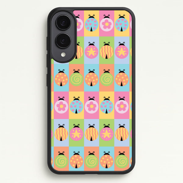 Cartoon Ladybugs Colourful Pattern - Patterns Phone Case for Galaxy S25 Edge