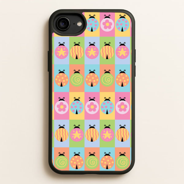 Cartoon Ladybugs Colourful Pattern - Patterns Phone Case for iPhone 6 / 7 / 8 / SE